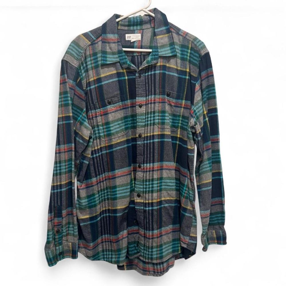GAP Men's Casual Plaid Shirt - Blue, Green, Red
